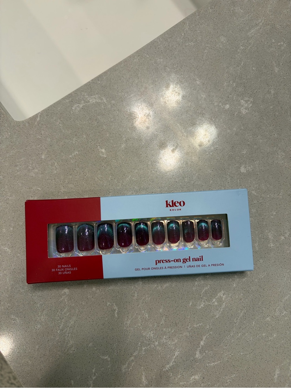 Press-On Gel Nails Kleo Kolor in Mystical Mirage (Iridescent Burgundy)